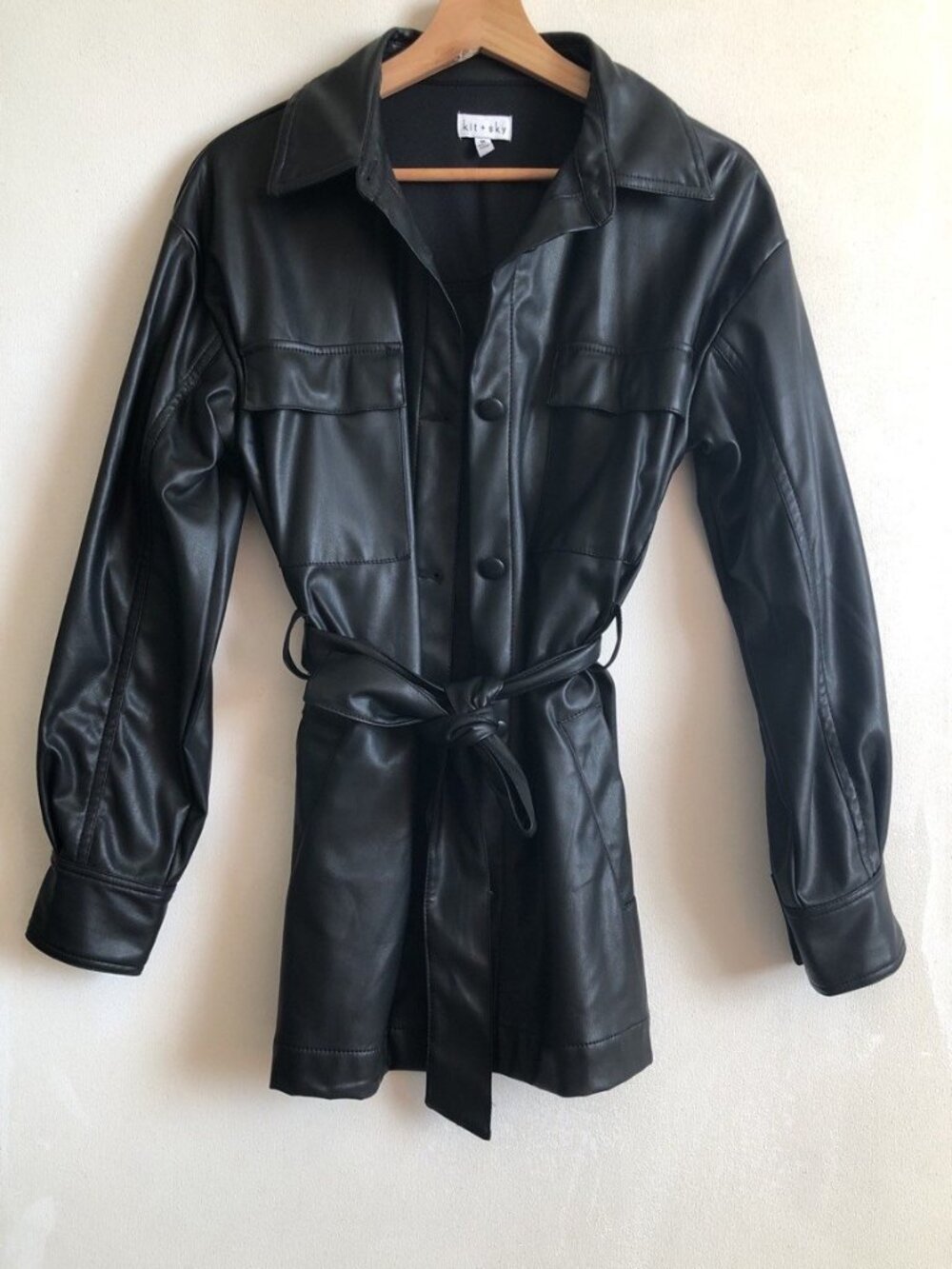NWOT Faux leather trench coat